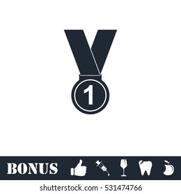 Medal icon flat. Vector illustration symbol and bonus pictogram