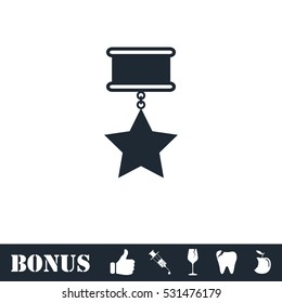 Medal icon flat. Vector illustration symbol and bonus pictogram
