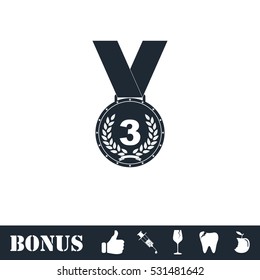 Medal icon flat. Vector illustration symbol and bonus pictogram
