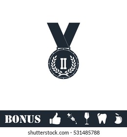 Medal icon flat. Vector illustration symbol and bonus pictogram