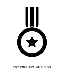 Medal icon, full black. Vector illustration, suitable for content design, website, poster, banner, or video editing needs