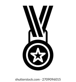 Ilustración vectorial de diseño de glifo de icono de medalla