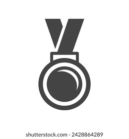 medal icon of glyph style design vector template