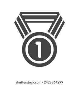 medal icon of glyph style design vector template