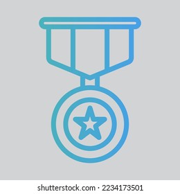 Icono de Medalla en estilo gradiente, uso para presentación de aplicación móvil del sitio web