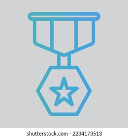 Icono de Medalla en estilo gradiente, uso para presentación de aplicación móvil del sitio web