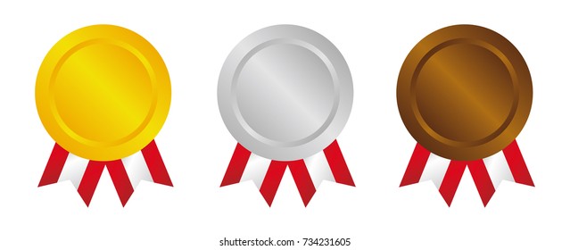 Medal icon illustration set. three colors ( gold /silver /bronze) 