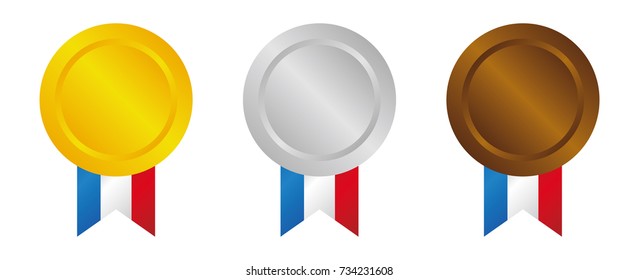 Medal icon illustration set. three colors ( gold /silver /bronze) 