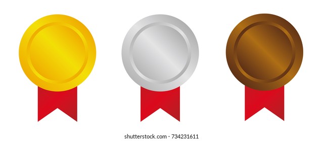 Medal icon illustration set. three colors ( gold /silver /bronze) 