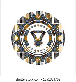 medal icon inside arabesque badge. arabic decoration.