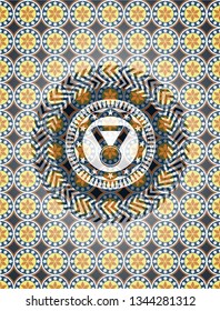 medal icon inside arabesque emblem. arabic decoration.