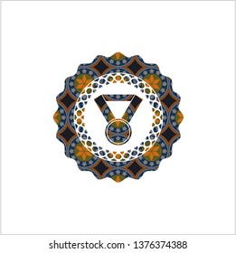 medal icon inside arabesque emblem. arabic decoration.