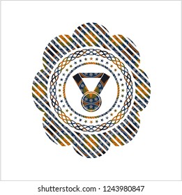 medal icon inside arabic emblem. Arabesque decoration.