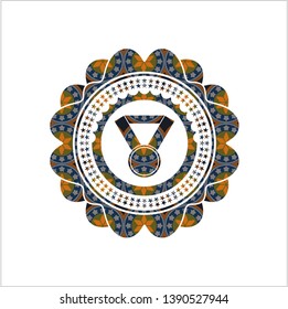 medal icon inside arabic emblem. Arabesque decoration.