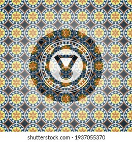 icono de medalla dentro del fondo del emblema árabe. Decoración árabe. 