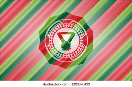medal icon inside christmas badge.