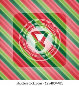 medal icon inside christmas badge.