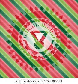 medal icon inside christmas emblem.
