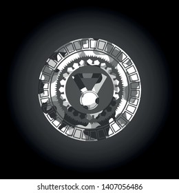 medal icon inside grey camouflage texture