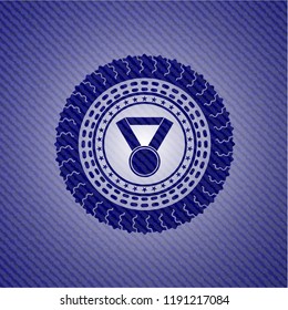 medal icon inside jean background