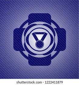 medal icon inside jean background