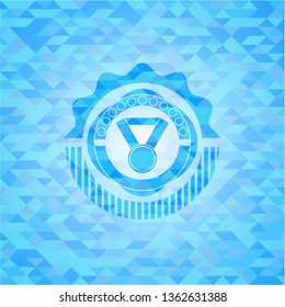 medal icon inside light blue mosaic emblem