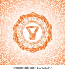 medal icon inside orange mosaic emblem with background