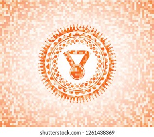 medal icon inside orange mosaic emblem