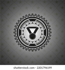 Medaillensymbol in einem realistischen schwarzen Emblem. 