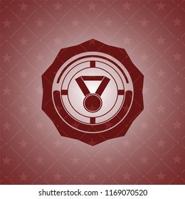 medal icon inside realistic red emblem