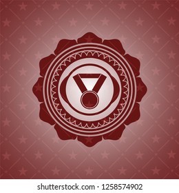 medal icon inside realistic red emblem