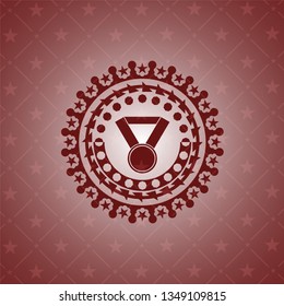 medal icon inside realistic red emblem