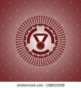 medal icon inside realistic red emblem
