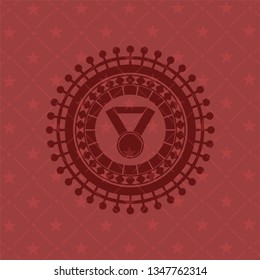 medal icon inside red emblem. Retro
