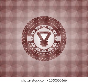 medal icon inside red geometric badge. Seamless.