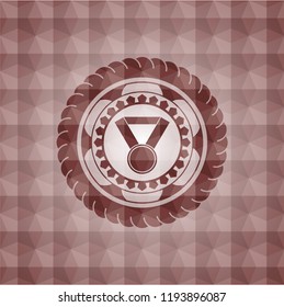 medal icon inside red polygonal badge. Seamless.