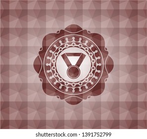 medal icon inside red polygonal badge. Seamless.