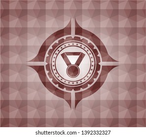 medal icon inside red seamless geometric badge.