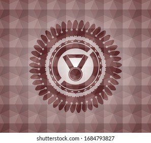 medal icon inside red seamless polygonal badge.