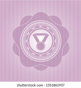 medal icon inside retro pink emblem