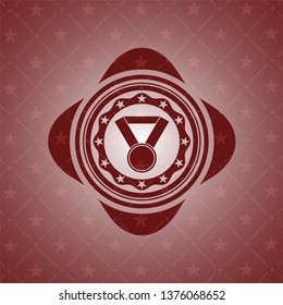 medal icon inside retro red emblem