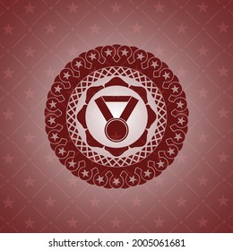 icono de medalla dentro del emblema rojo retro. 