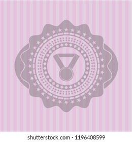 medal icon inside retro style pink emblem