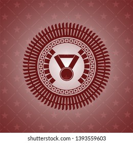 medal icon inside retro style red emblem