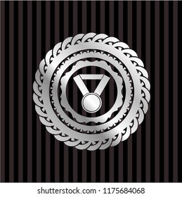 medal icon inside silver emblem or badge
