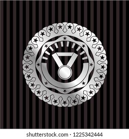 medal icon inside silver shiny badge