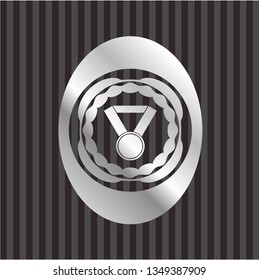 medal icon inside silver shiny badge