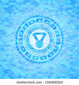 medal icon inside sky blue mosaic emblem