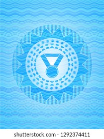 medal icon inside water concept emblem background.
