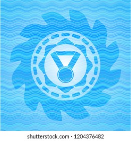 medal icon inside water representation style badge.